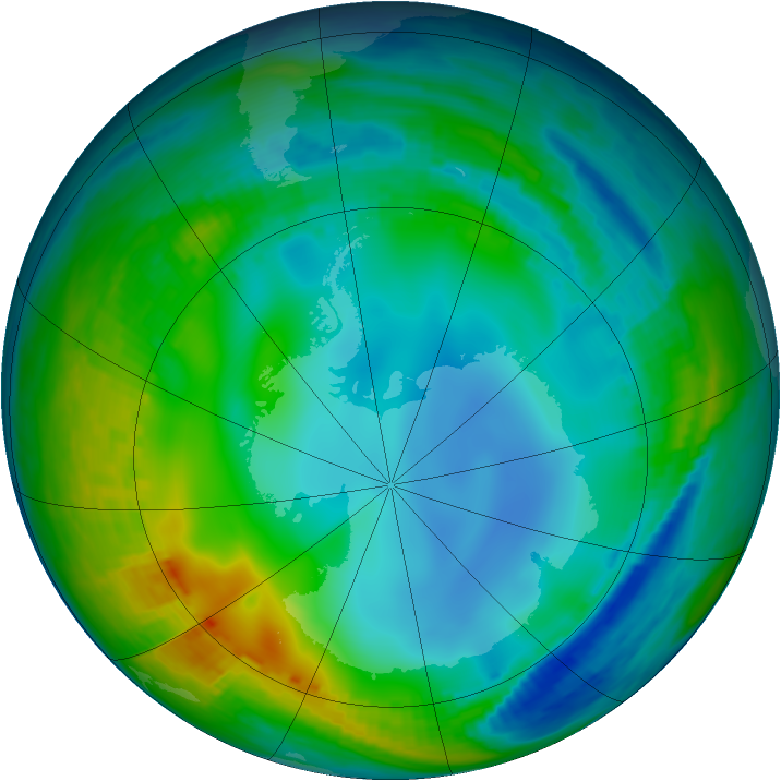 Antarctic ozone map for 05 June 1986